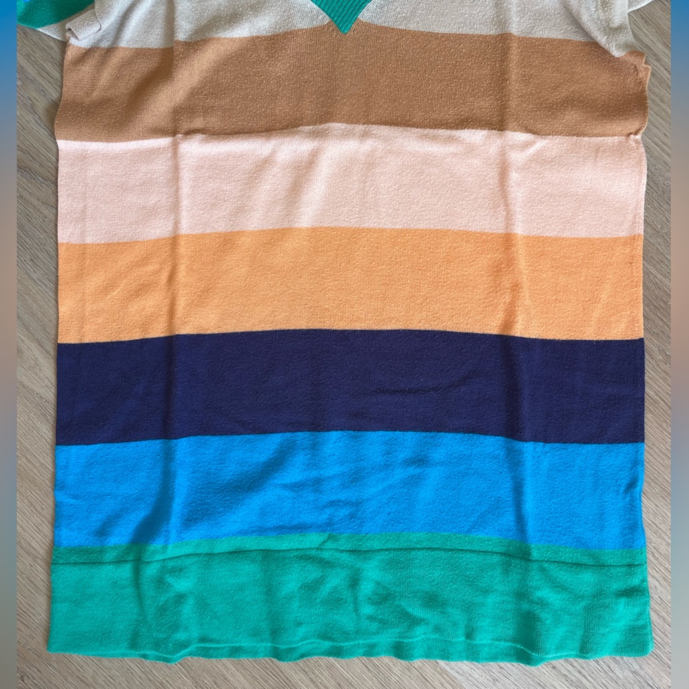 Chris Benz Green and Blue Knit Top 100% Cotton Size Medium - Picture 7 of 11